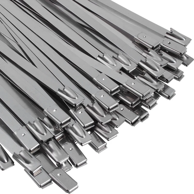 100Pcs 4.6X300mm Stainless Steel Exhaust Pipe Wrap Coated Locking Cable Zip Ties Self-Locking Stainless Steel Cable Tie wood cnc machine
