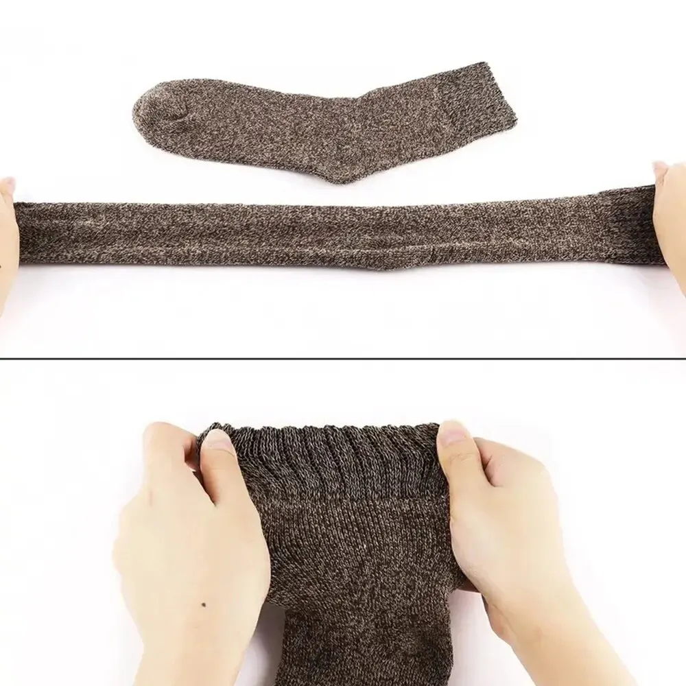 5/10 Pairs Men Retro Solid Color Casual Wool Socks Winter Warm Mid Length Sock Ultra Thick Men Antifreeze Cashmere Socks 2