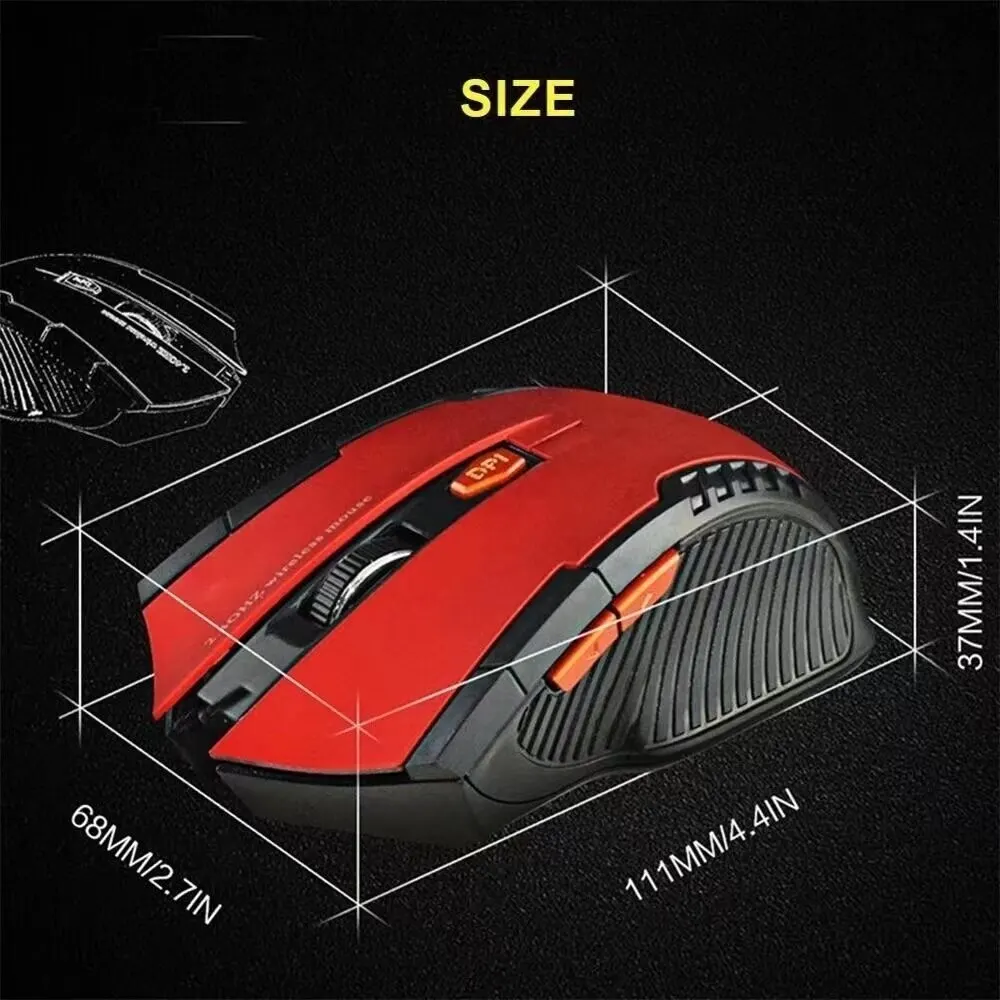 Wireless Mouse Optical 1600DPI 6 Buttons Gamer USB Receiver Computer PC Laptop Accessories