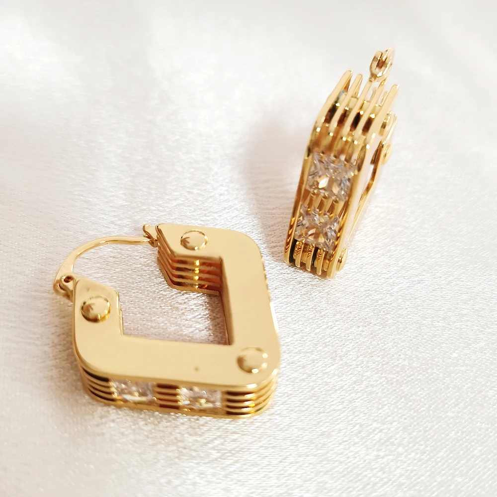

Luxury Fashion Jewelry Cubic Zircon עגילים Aesthetic Women's Earrings Trendy Gifts