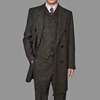 3 Pieces  Men's Suits Formal Single Breasted Slim Fit Herringbone Tweed Wool Middle Long Style  Groomsmen (Blazer+Vest+Pants) 1