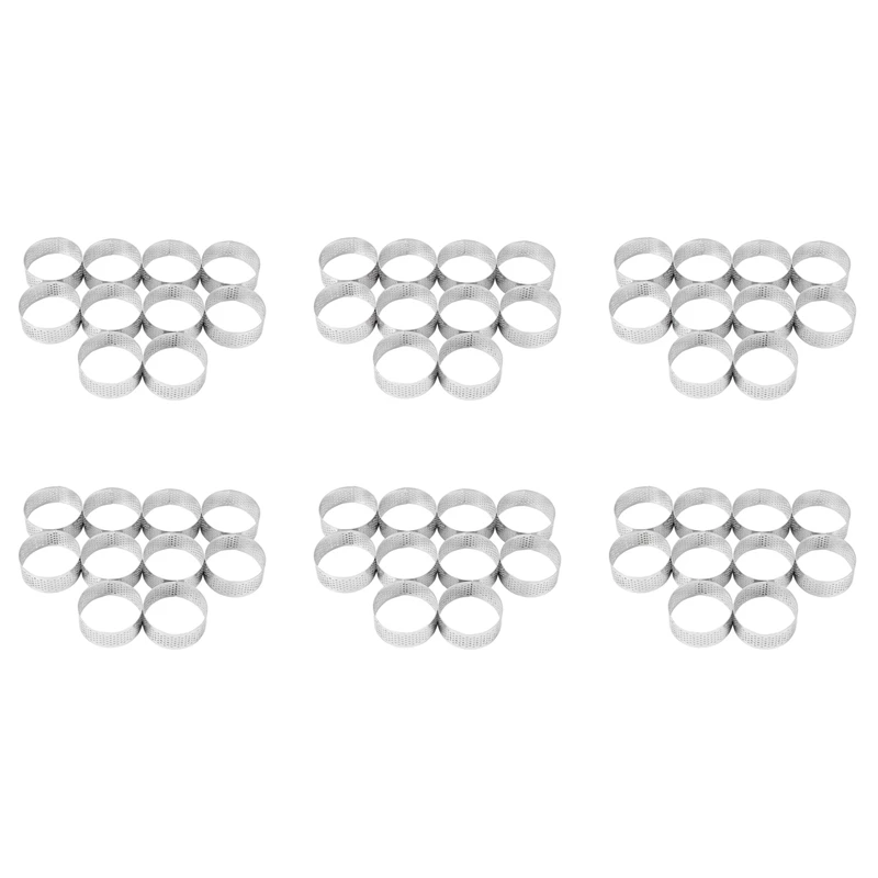 

60 Pack 5Cm Stainless Steel Tart Ring, Heat-Resistant Perforated Cake Mousse Ring, Round Ring Baking Doughnut Tools