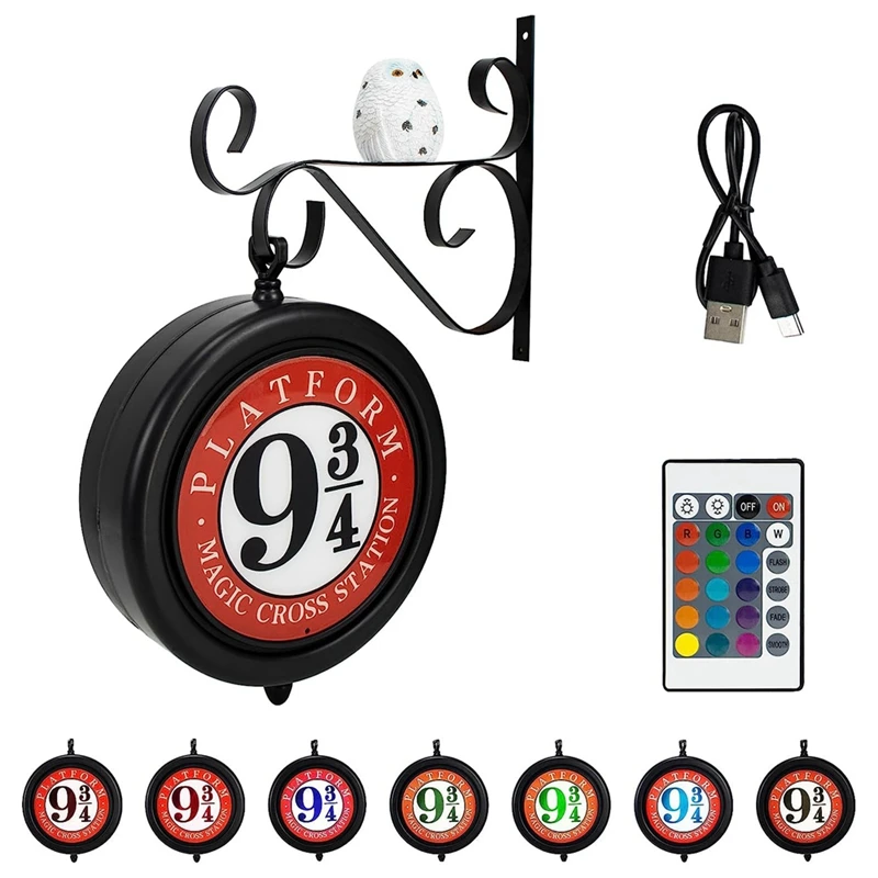 

Platform 9 3/4 Sign Decorative Light Rechargeable Hanging Wall Hanging Decorative Lamps + RGB Remote &Owl Light
