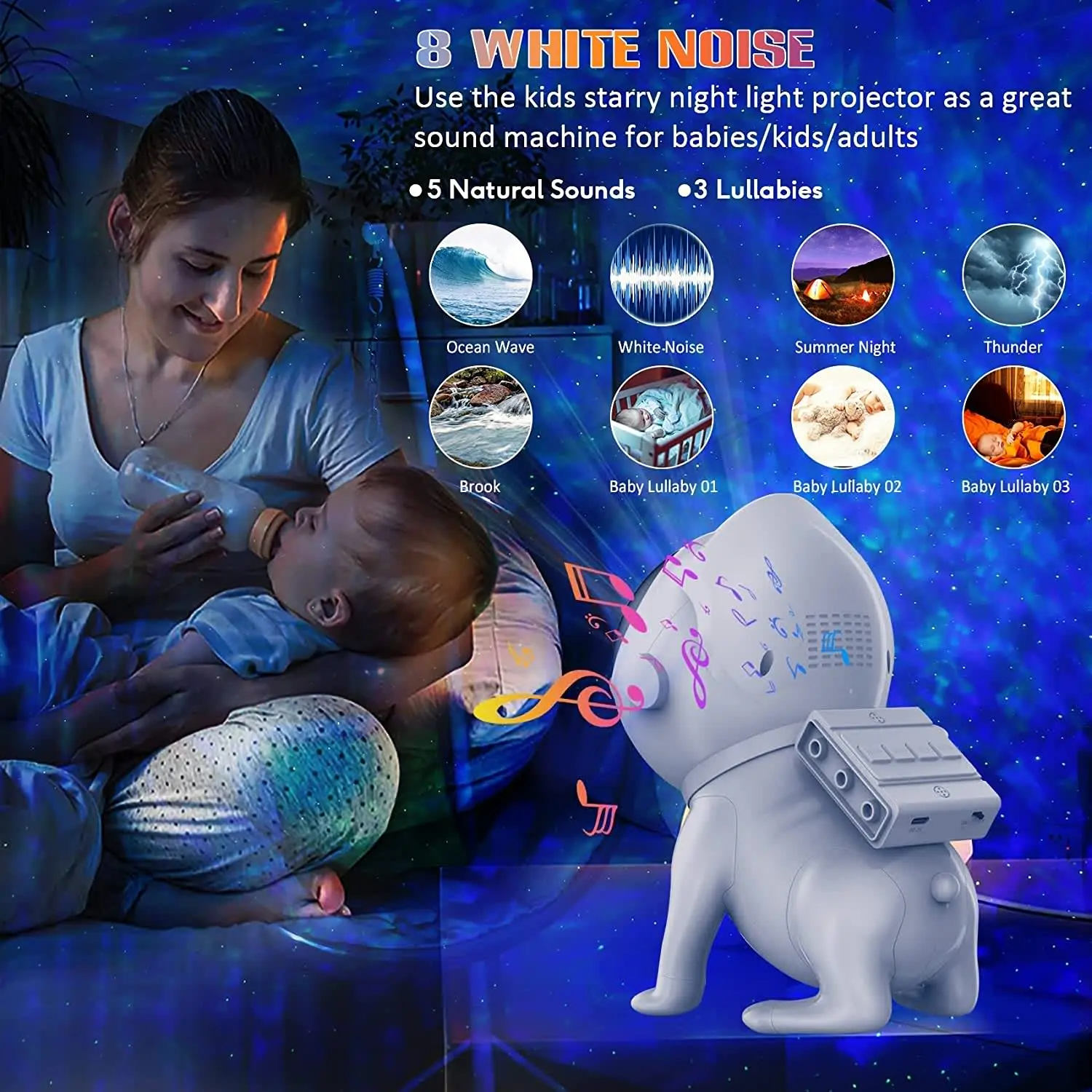 Star Projector Astronaut Space Dog Galaxy Star Light with APP and