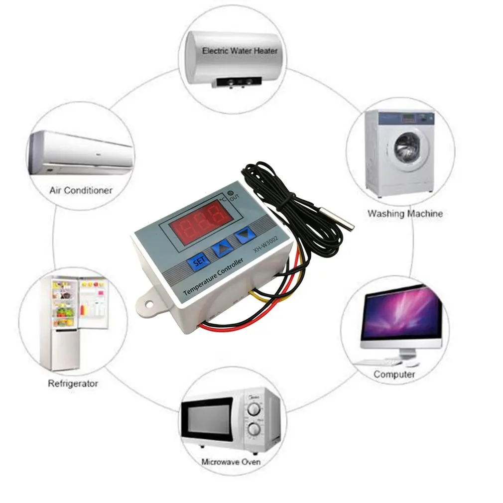 Temperature Controller XH-W3002 Led Microcomputer Digital Display Temperature Control Switch Thermostat Temperature Controller Control Switch Meter
