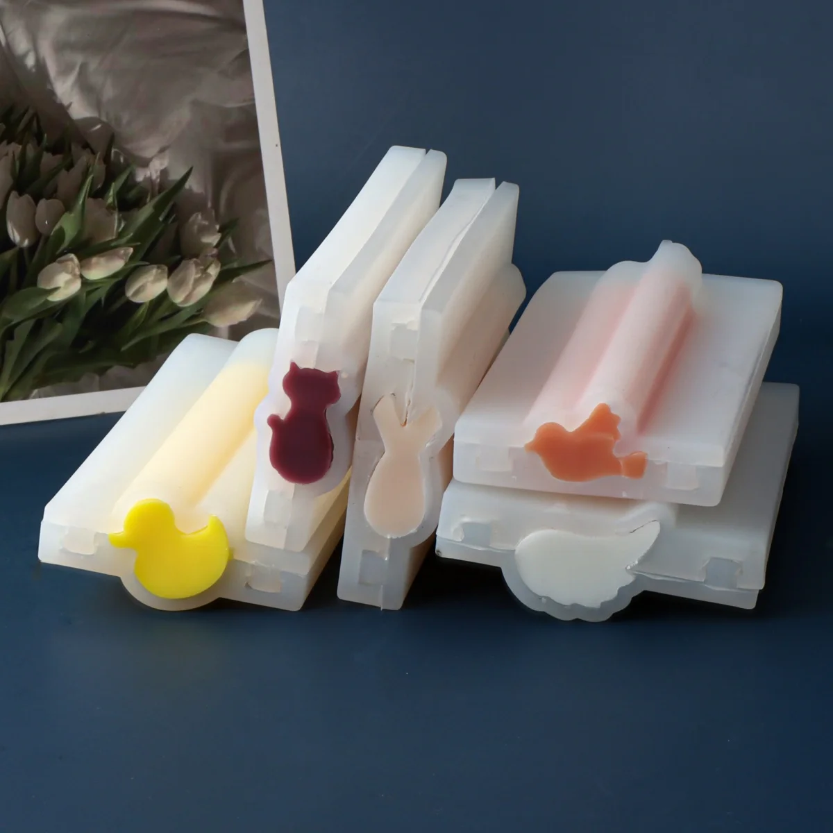 Tube Animal Soap Mold Rabbit Duck Shapes Candle Mold DIY Making Tool Handcraft 12cm Long silicone mold soap molds