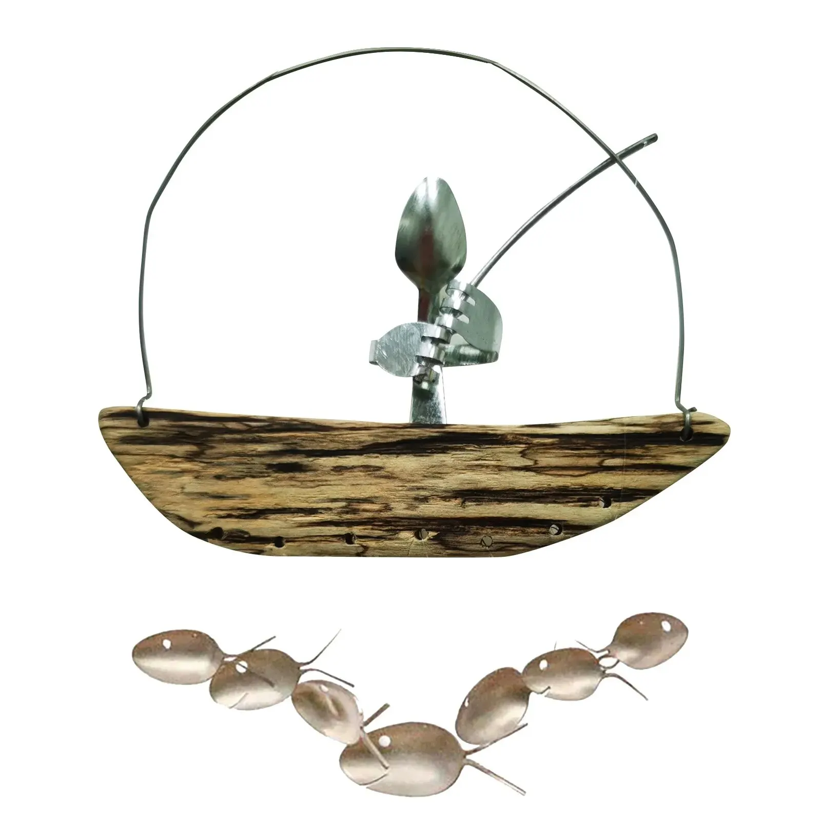 

Crystal Ball Lights Led Wind Chime B Wind Man Fishing Fishing oat Sculpture Chime Large Sea Glass Beads for Wind Chimes