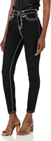 Women Skinny Hirise Super T Exposed Button Embroidered Jeans Harajuku High Waist Straight Leg Wear Wide Leg Pants Women Clothing 2