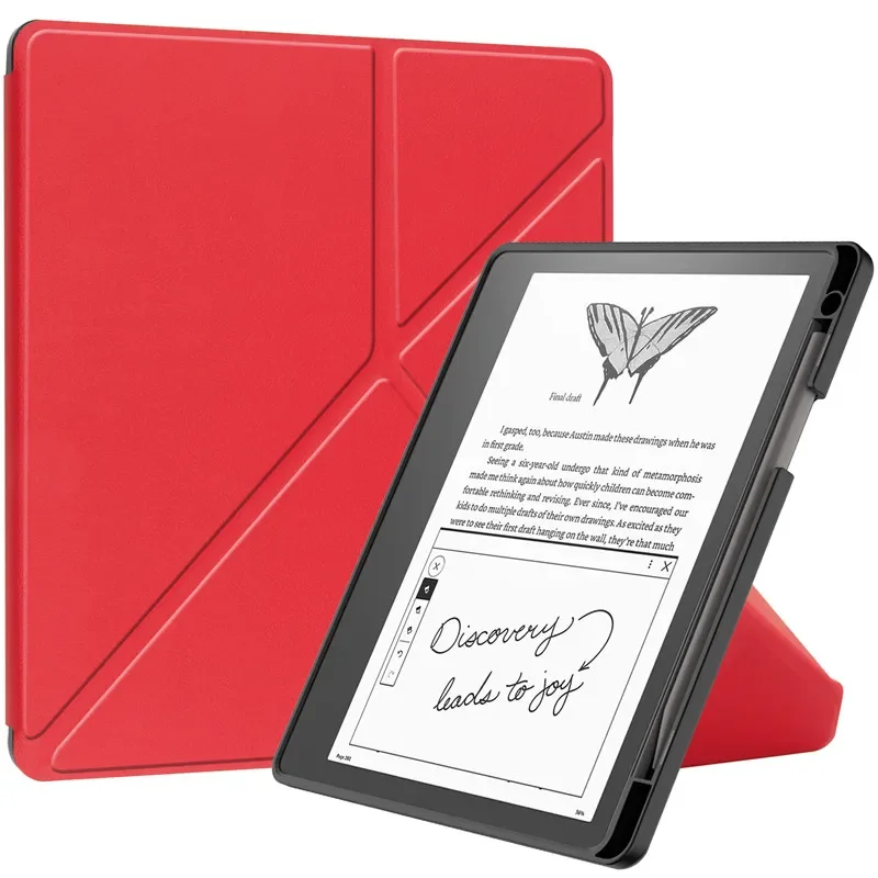 Premium 10.2-Inch PU Leather Multi-folding Ebook Cover with Stand and Pencil Holder