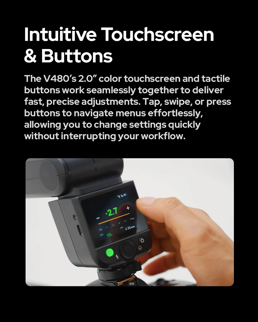 【New】Godox V480 TTL Li-ion Camera Flash, 650 Full-Power Flashes Built in Styling