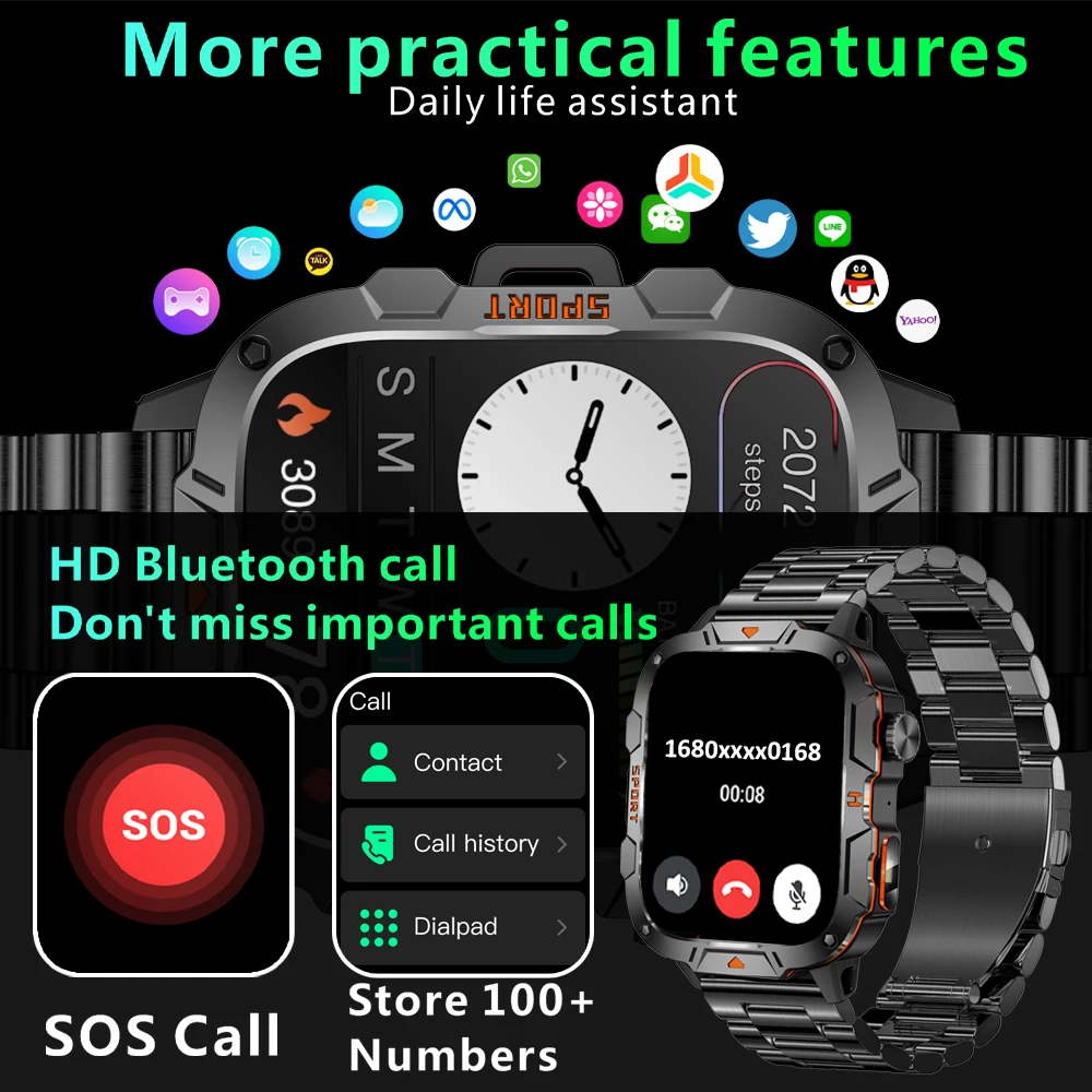 New Full Touch Smart Watch Men For Android Xiaomi Blood Pressure Oxygen Fitness Watch Waterproof LED Flashlight SmartWatch 2024 2