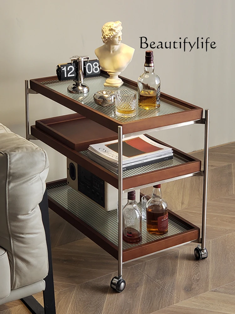 

Japanese Retro Simple Shelf Living Room Multi-Layer Dining Car
