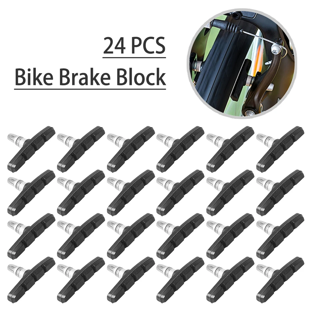 

12 Pairs 24pieces Brake Shoes For V-Brake Symmetrical 70 Mm Bicycle Brake Pads V Brake Block Set 24PCS For Aluminum Steel Rims