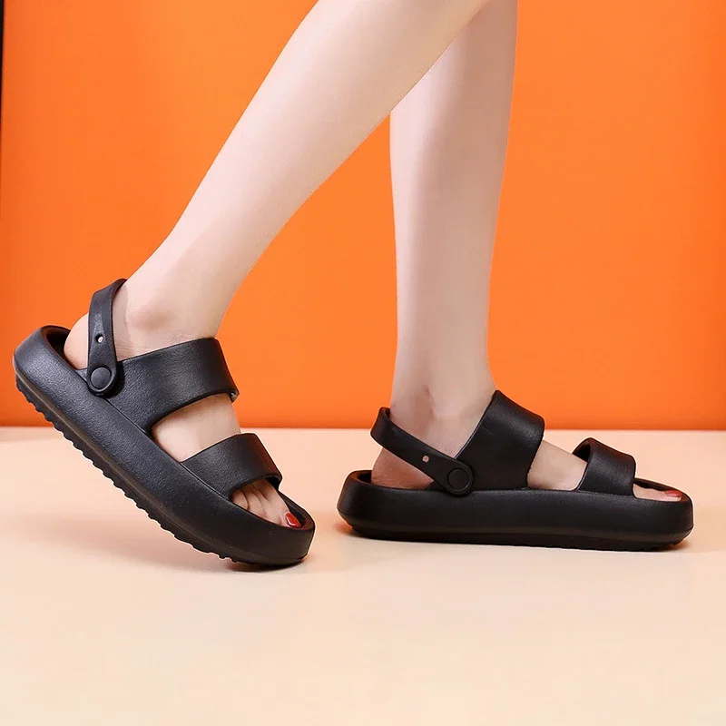 Rimocy Summer Platform Soft Slippers Women Open Toe Thick Bottom Cloud Flip Flops Woman EVA Non-slip Sandals Indoor Slides