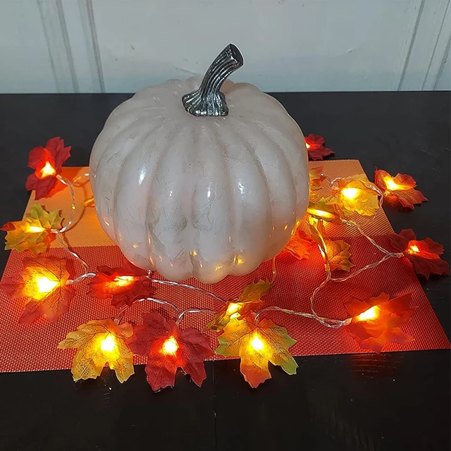 Ghirlanda Luci Foglie D'Acero Con Timer - 20 LED A Batteria Per Decorazioni Autunnali E Halloween - Foto 9