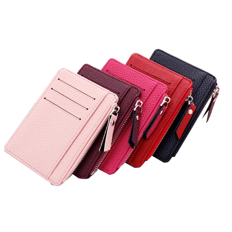 

1PC PU Leather Zipper Fashion Thin Wallet Money Bag Case Coin Purse Clip Organizer Women Men ID Card Credit Card Holder Purse