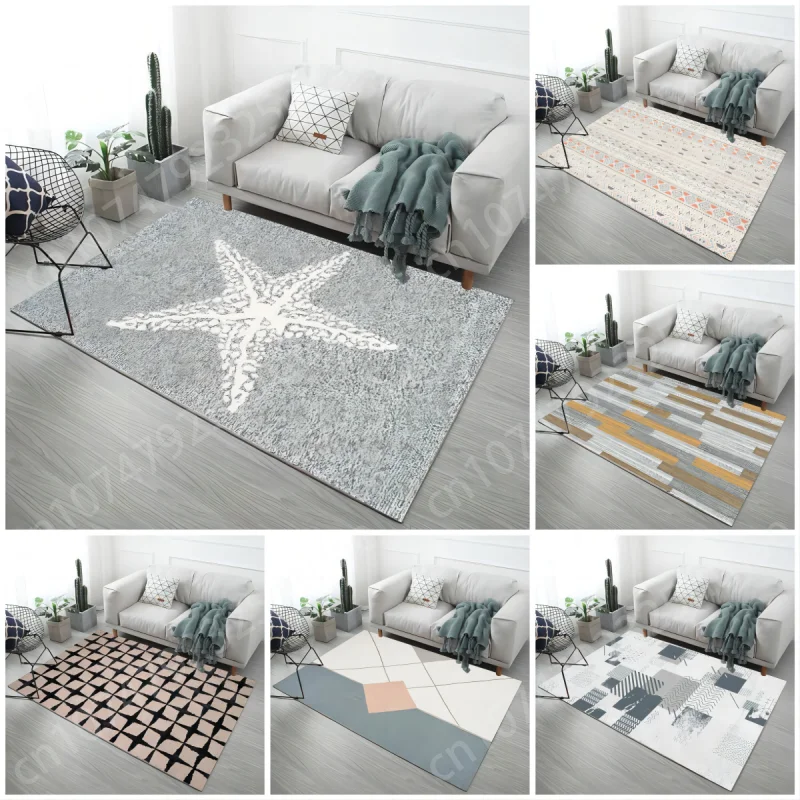 

Modern Printed Carpet Simple Nordic Style Rectangular Floor Mat Children Crawling Coffee Table Decor Anti-skid Large Size Rug