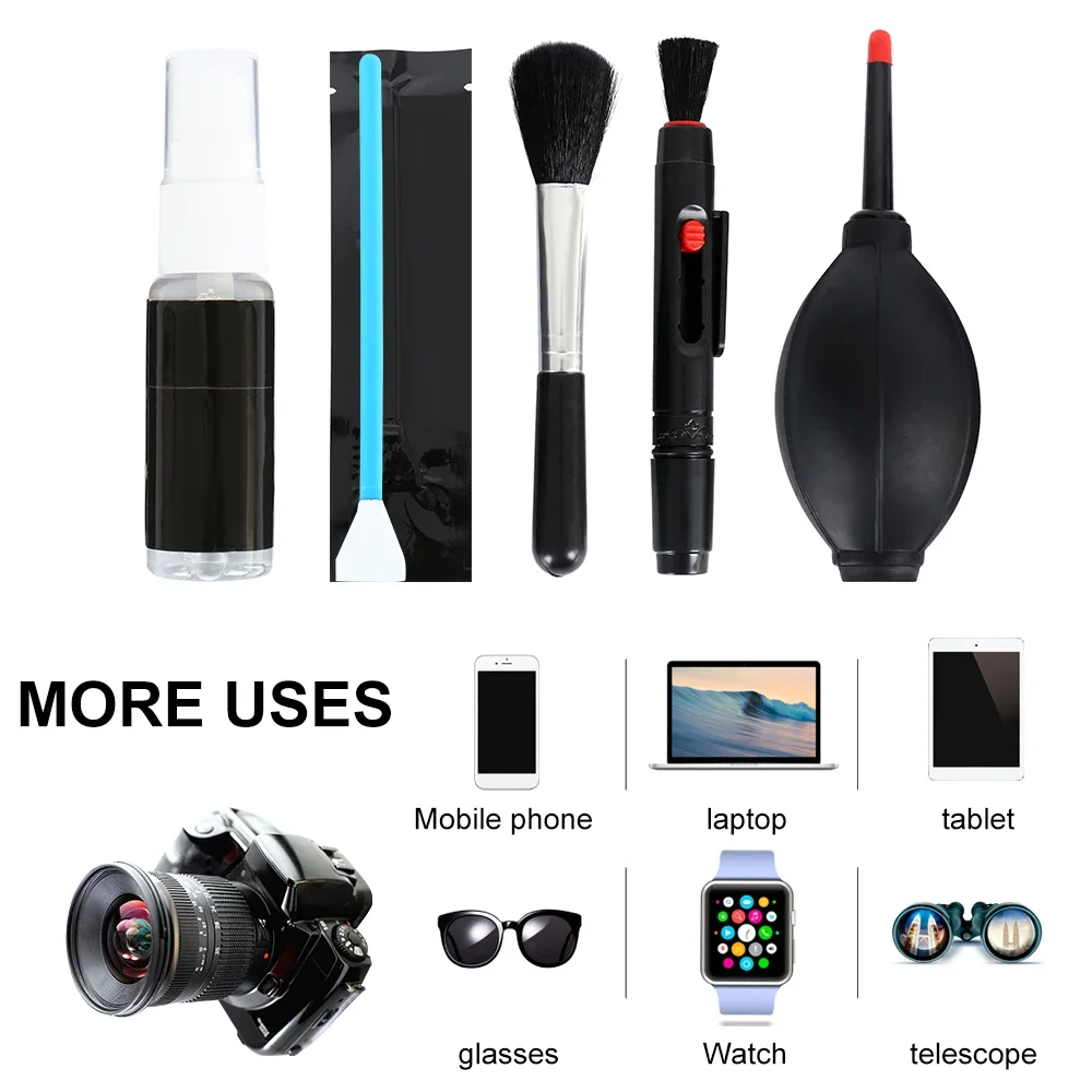 Kit per la pulizia dell'obiettivo della fotocamera Set professionale di strumenti per la pulizia dell'elettronica antigraffio con spazzola per la pulizia del ventilatore dell'aria Salviette Pinzette - Image 5