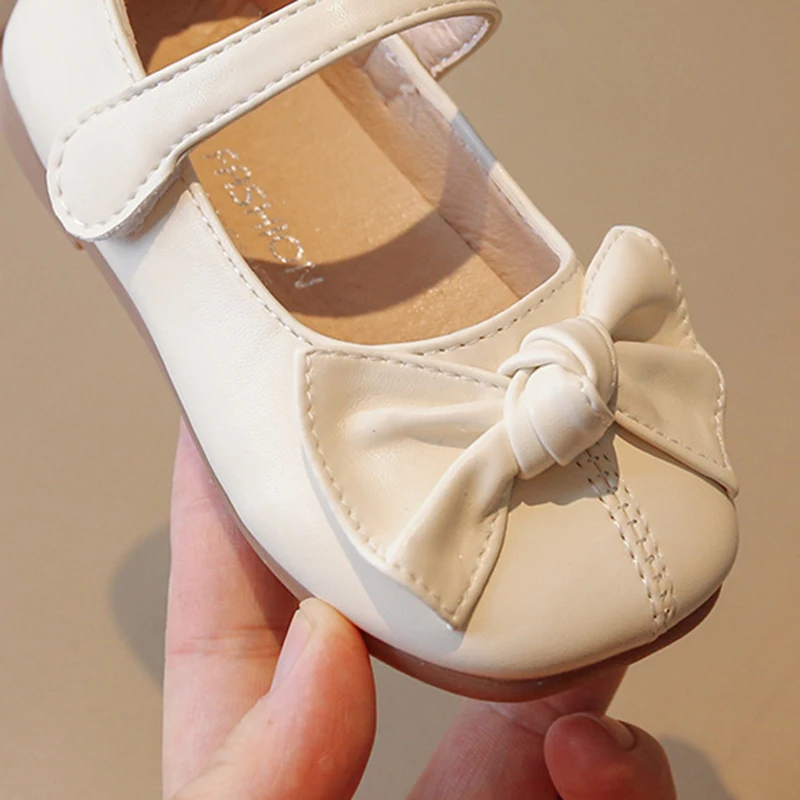 Spring Autumn Girls Leather Shoes with Bow-knot Princess Sweet Single Shoe Cute Soft Comfortable Child Flats Kids Shoes 4