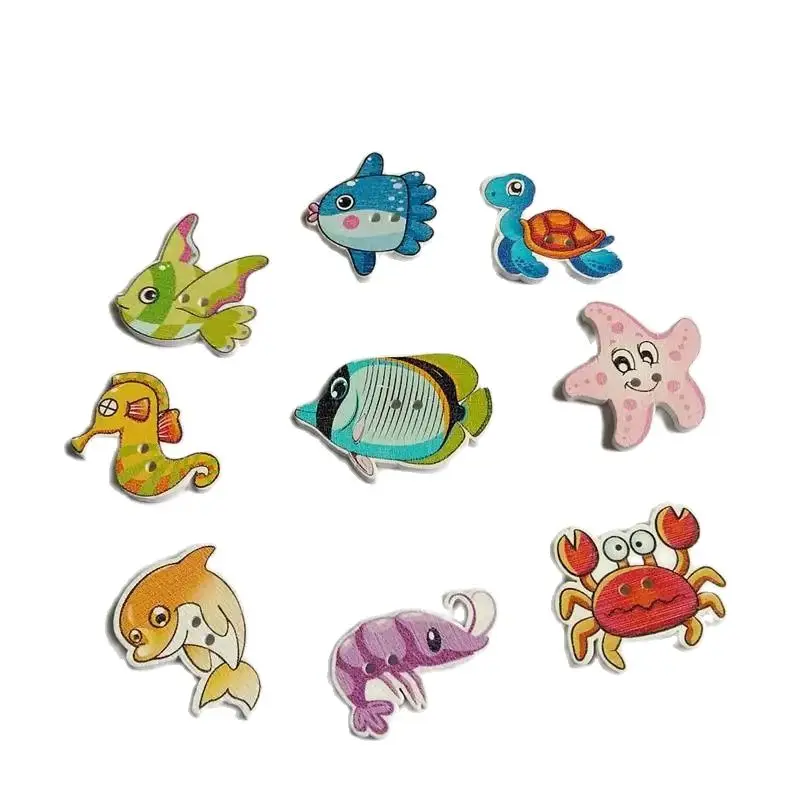 

Деревянные пуговицы серии смешанных мультяшных морских животных 40 шт./лот, скрапбукинг, ремесла, украшение «сделай сам», Швейные аксессуары...