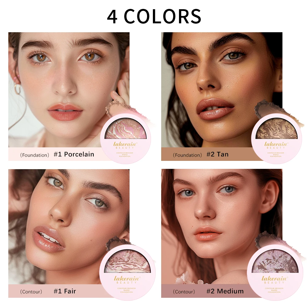 Loose Powder Baked Brighten Color Correcting Powder Foundation Fair Buildable Light to Medium Coverage Demi-Matte Natural Finish