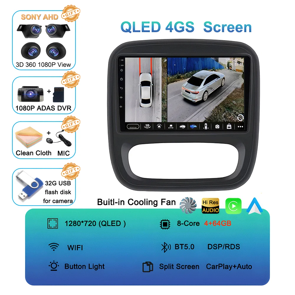 ESSGOO DAB+ 6+128G Android 14/15 Autoradio Für Opel Vivaro B Renault Trafic Autoradio Digitalradio Dab 6gbplus128gb Rds Am Fm Carplay Android Auto Bluetooth Eq Usb Gps Navi Wifi Touchscreen S0vf707q
