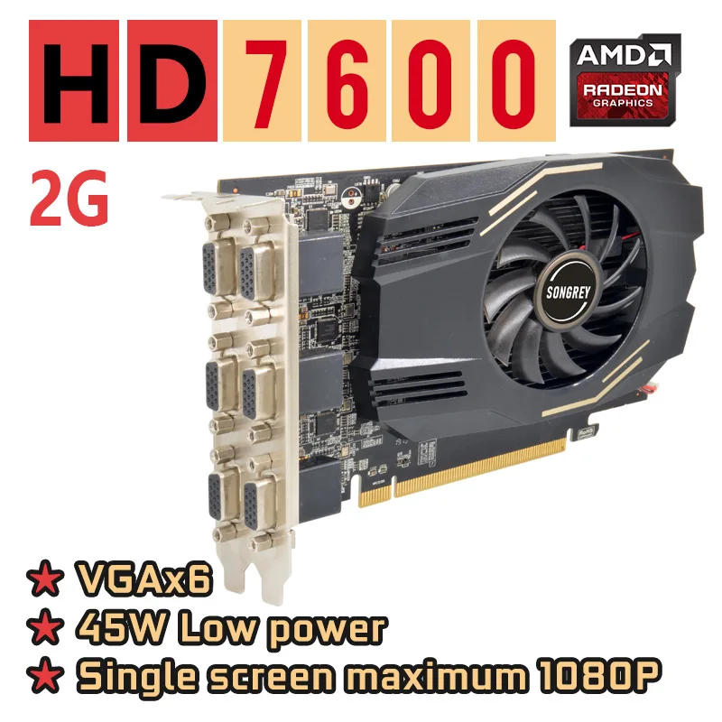 SONGREY original 4VGA Multi-Display Graphics Card R7350 HD7600 4VGA 6VGA AMD GPU 2G/4G GDDR5 Multi-Display Video Card best graphics card for gaming pc Graphics Cards