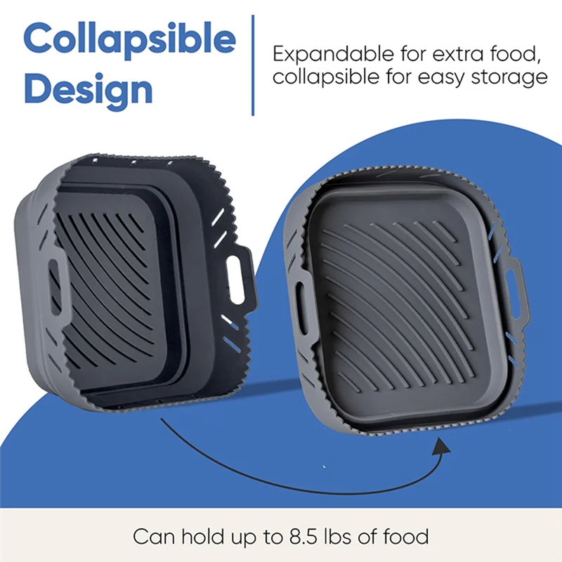 Description Picture 5 of itemB06B-Air Fryer Silicone Shape Basket Tray Set Square Air Fryer Grill Accessories Reusable Air Fryer Mold