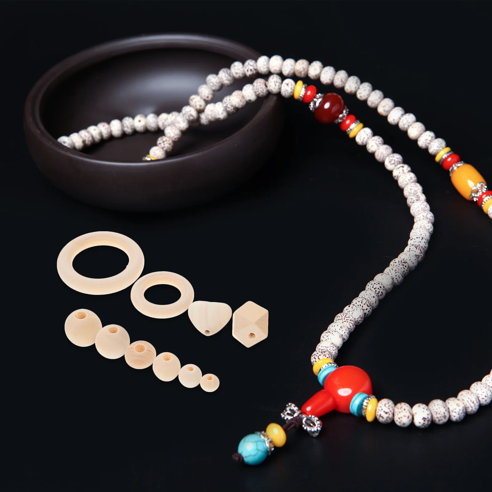 

1 Set of Wooden Loose Beads Crafting Spacer Beads Beaded Jewelry Making Accessories