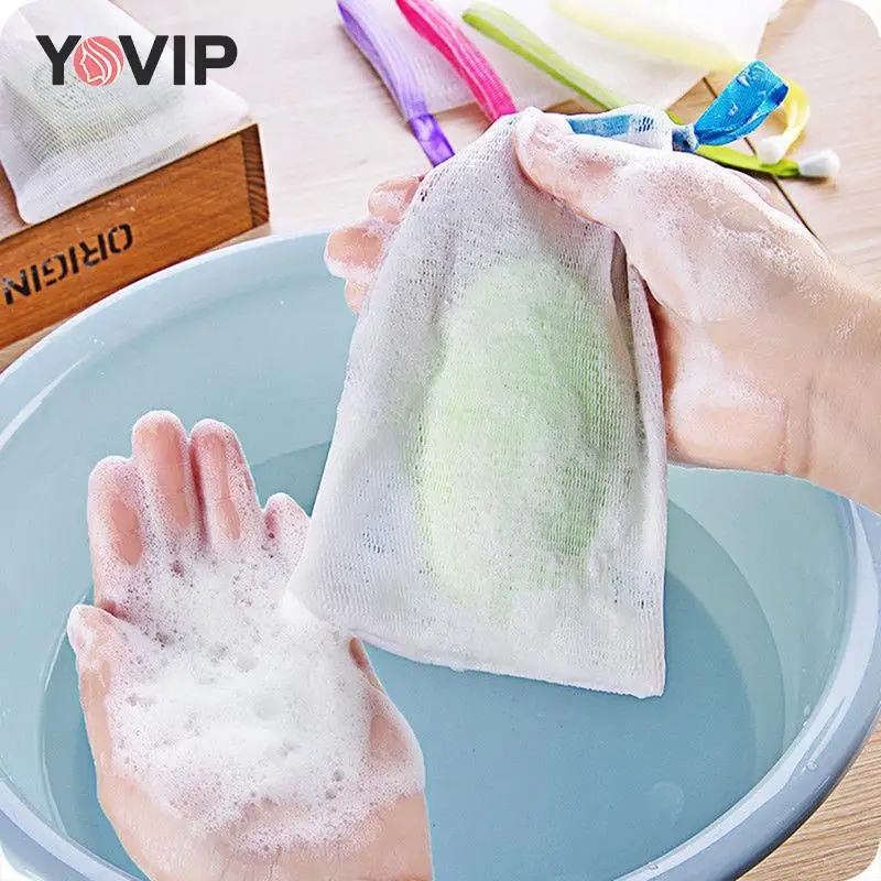 10Pcs Mesh Soap Bag Saver Pouch Bar Soap Exfoliating Mesh Bags For Shower Bubble Foam Net Pocket Color Random 3