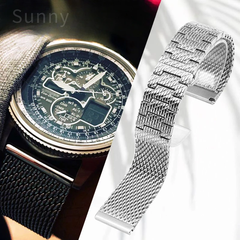 Cinturino Anti-Allergia Da Uomo In Acciaio Inossidabile Per Citizen Air Eagle Blue Angel Radio Jy8030/8037/8031 Cinturino Per Orologio Milano