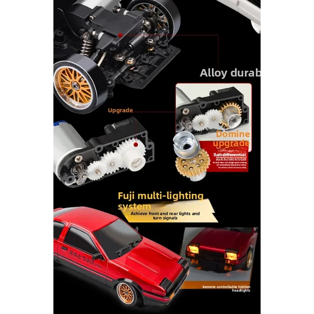 1/18 LDRC LD1801 Third-Generation Ae86 Fc Gyroscope Remote Control Drift Car LED Lights High-Speed Adult Professional Rc Toy Car 6