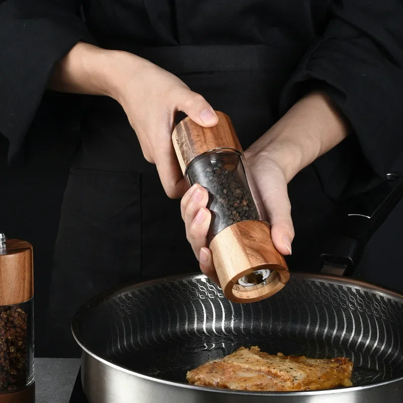 1pcs Pepper Grinder Transparent Salt and Pepper Mill Salt Grinding Ceramic Core Multipurpose Cruet Kitchen Tools