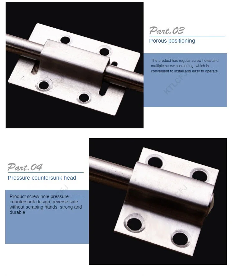 Description Picture 5 of itemHome Safety Stainless Steel Lock Sliding Door Chain Lock Furniture Door Bolt 2/3/4/5/6/8 Inch Latch (1pcs)