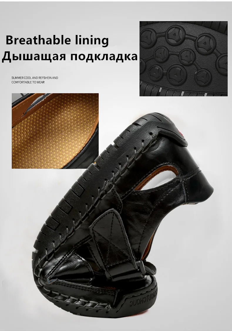 Draufsicht auf die gepolsterte EVA-Innensohle und die atmungsaktiven Lederriemen.