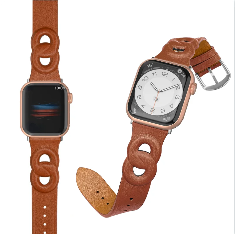 

Genuine leather strap For Apple watch 7 6 5 SE 45mm 41mm 44mm 40mm Smart Watch Stylish Replacement Straps For iwatch 3 42mm 38mm
