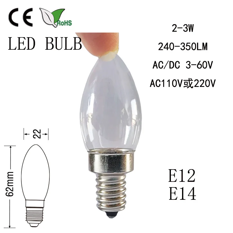 

5Pcs/ E14 E12 C9 LED Candle Bulbs AC 220V Led Light Chandelier Lamp 1W 2W Bedroom Lamp Decoration Light Energy Saving