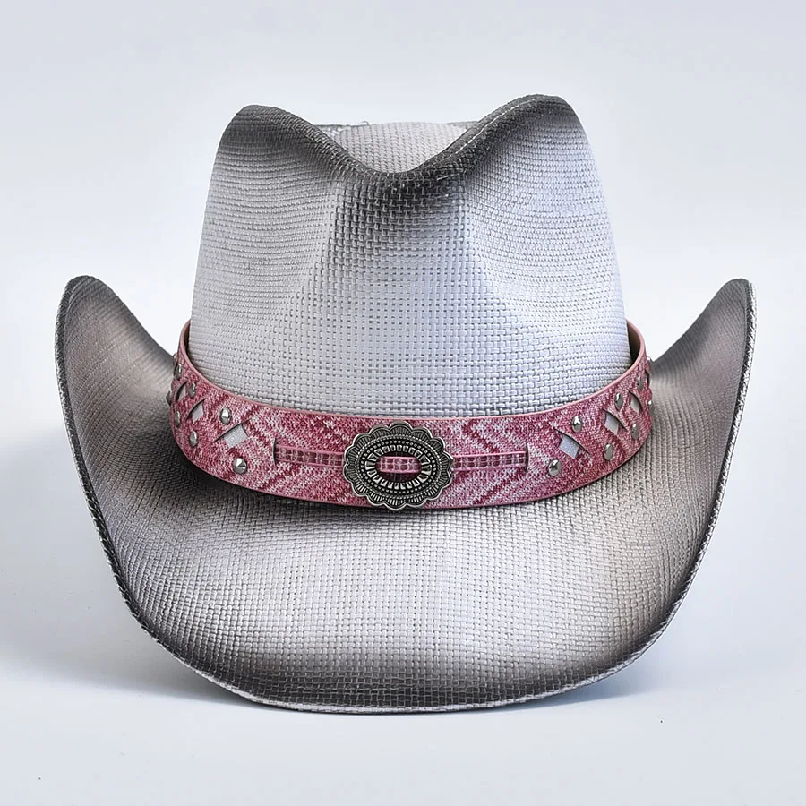 Western Style Straw Hat For Men Women Summer Outdoor Beach Sun Hat Cowgirl Jazz sombrero hombre