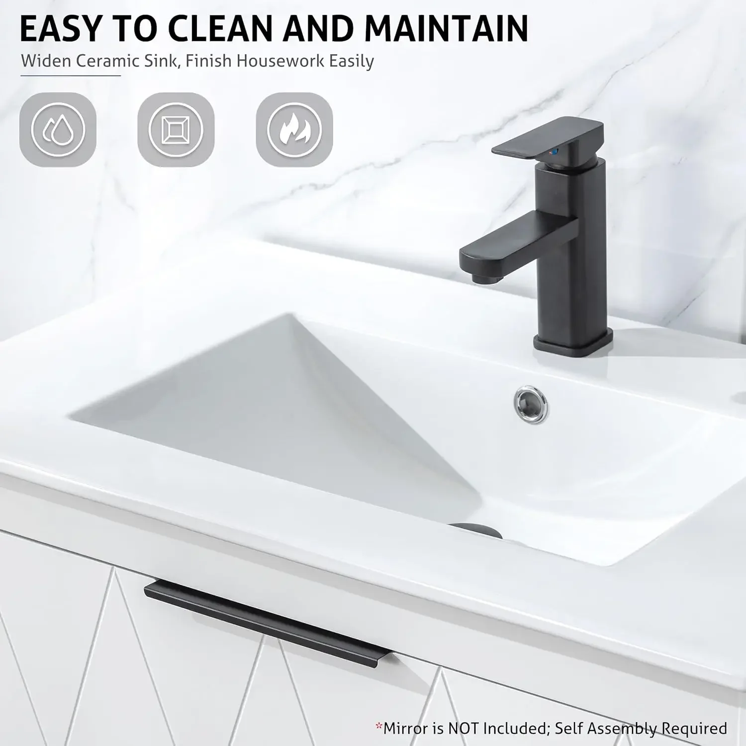 36" Bathroom Vanities Cabinet with Sink Combo, Wall Mounted Floating Cabinet W/Decor Line,Soft-Close System, 2 Extra Big Drawers 5