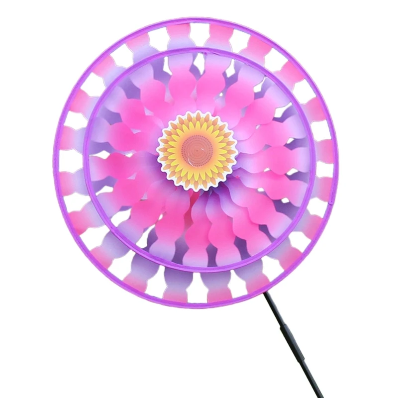 

Double Layer Colorful Flower Garden Wind Spinner Stakes Patio Windmill Courtyard Garden Decoration Outdoor Accessories E65D