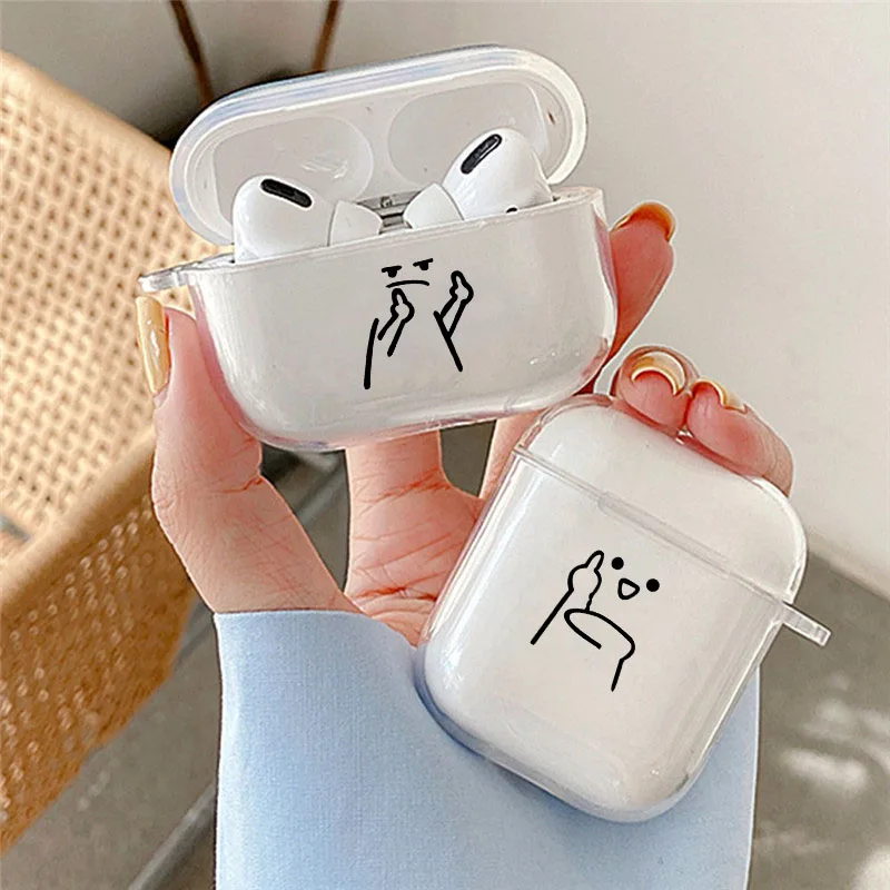 Nette Matchstick Männer Paar Kopfhörer Fall Für Apple AirPods 4 3rd 2 Pro3 Transparente Abdeckung Für Airpod 1 3 schutzhülle Fundas