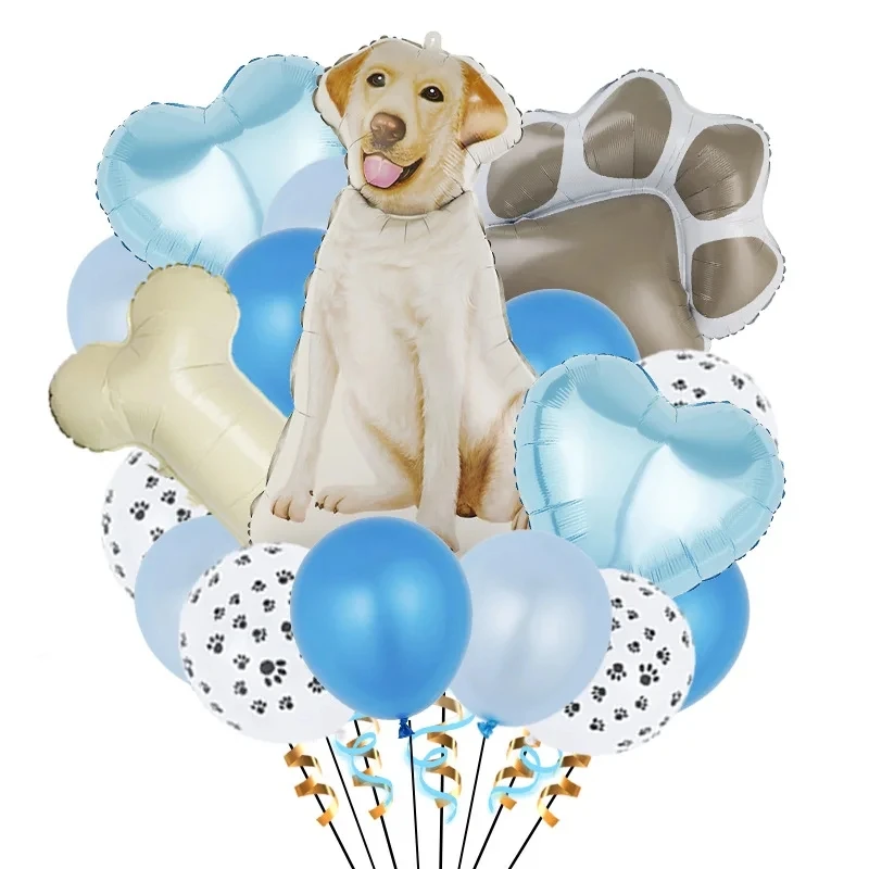 Disney Party Background Decorazione Della Parete Pellicola Di Alluminio Palloncino Cartoon Dog Labrador Corgi Dog Bone Dog Paw Pet Birthday