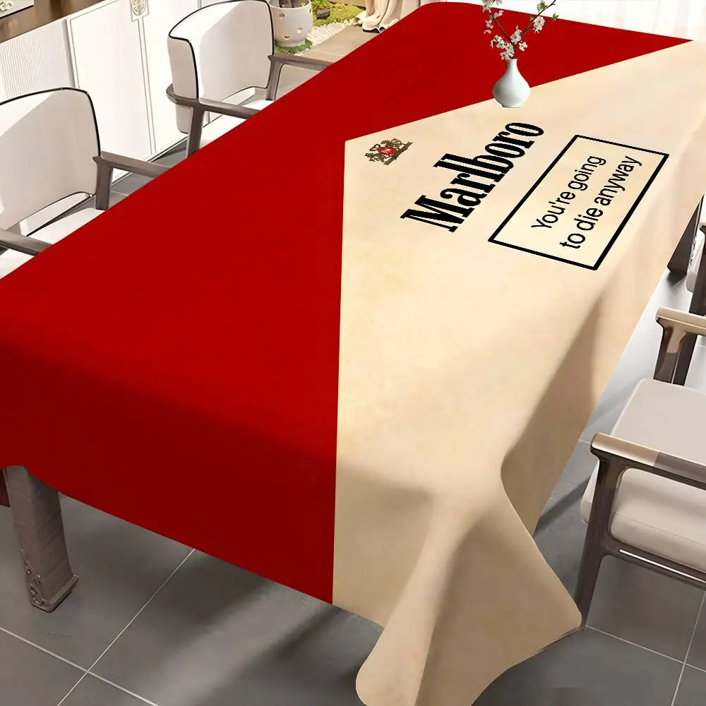 Retro M-Marlboro Pattern Tablecloths Summer Washable Picnic Party Rectangle Table Cover Home Dining Decor 5