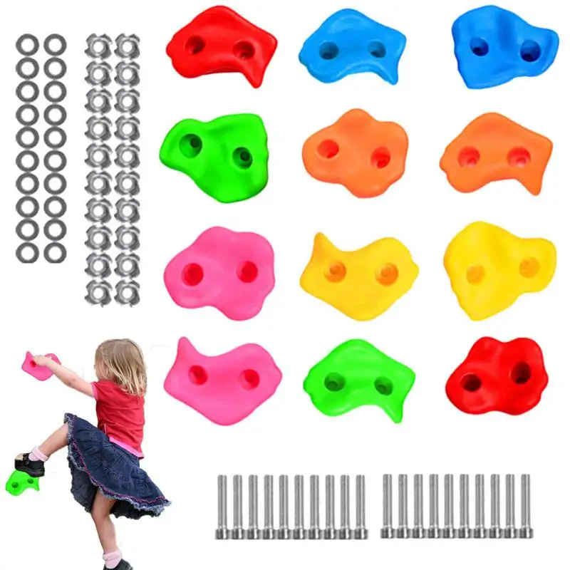 

Climbing Holds For Kids Colorful Rock Wall Climbing Kit For Indoor And Outdoor Playground Play Set For Tree Climbing