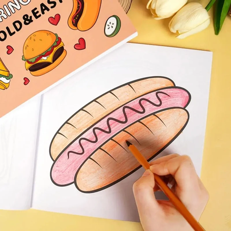 Y42A-Food And Fruit Coloring Book Coloring Book For Adults And Kids Bold Easy Colouring For Family Fun Creative