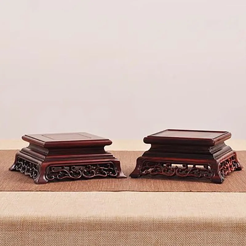 Solid Wood Square Antique Stationery Seal, strange Stone, Jade Ware, Tea Pot, Vase, Bonsai Decoration Base, Wooden Pallet