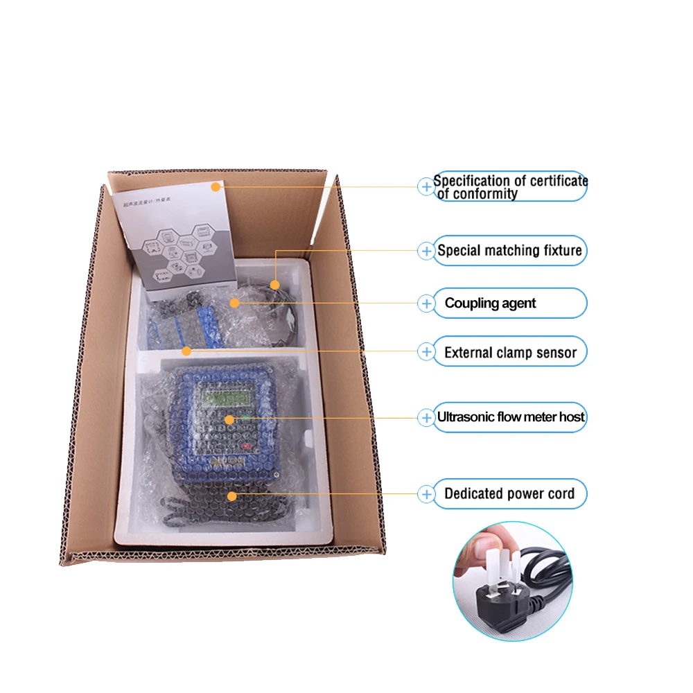 Ultrasonic Flow Meter Digital Flowmeter 220VAC/24VDC Power Supply For Water Diesel Oil Liquid Pipe Tube Measurement 4-20mA RS485