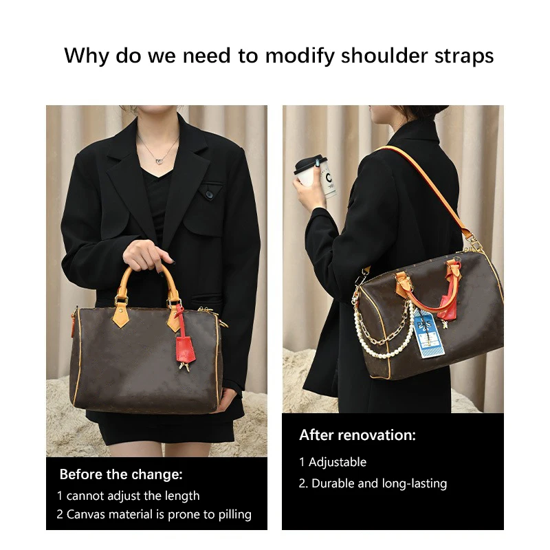 EverToner Leather Bag Strap for l-v Spedy soft 30 Shoulder Straps Long Bags Belts Replacement Decorative Chain bag Accessories