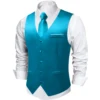 Solid Satin Suit Vest Tie Set Black White Blue Red Men's Wedding Tuxedo Business Waistcoats Luxury Prom Social Sleeveless Jacket 2