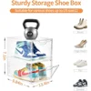 12 Pack Thicken Sturdy Clear Shoe Storage Organizer with Magnetic Door, Shoes Boxes Clear Plastic Stackable for Closet,Shoe Rack 4